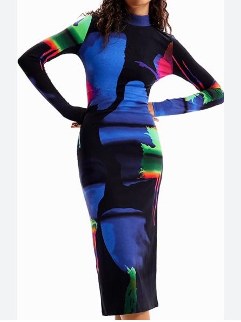 Desigual M Christian Lacroix Abstract Bodycon Midi Dress XS 47” - Picture 2 of 9